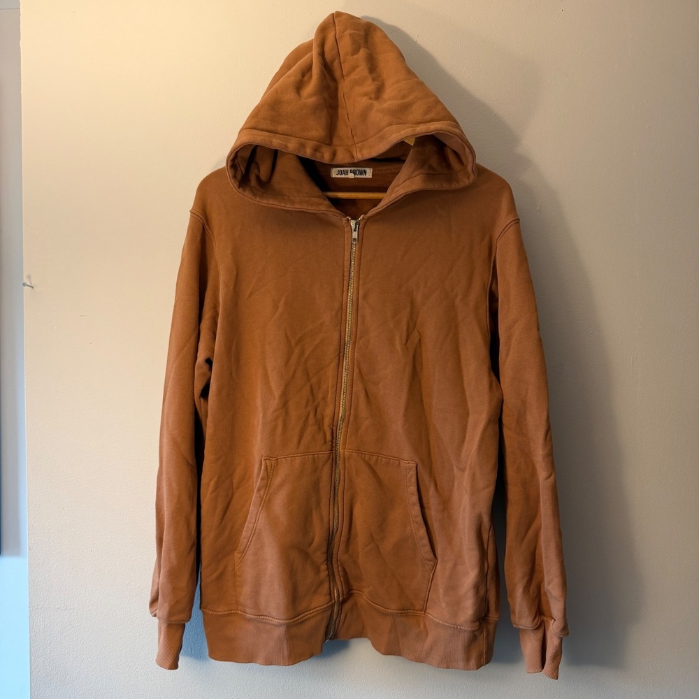 Joah Brown Mens Full Zip Hoodie Clay Orange One Size Cotton Made in USA